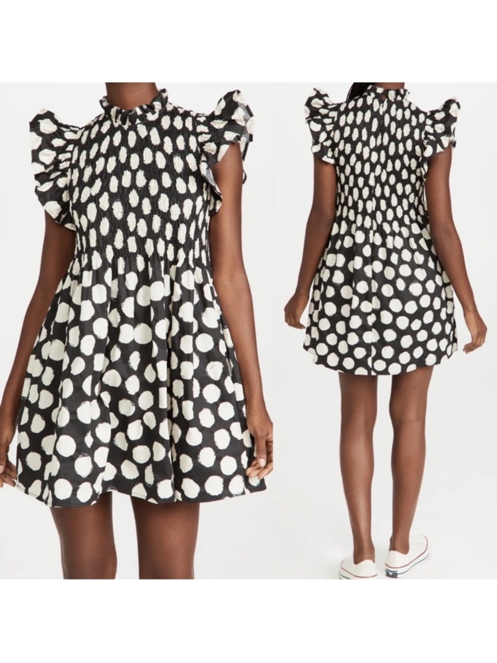 Sea New York Arline smocked polka dot dress